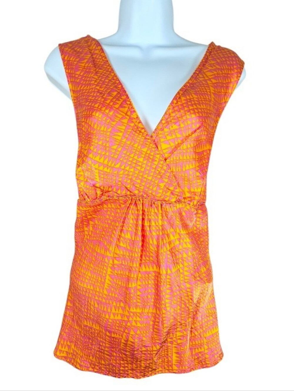 Isaac Mizrahi orrange pink silk tank top blouse Womens XLarge